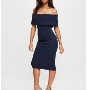Missguided Navy midi cut out dress